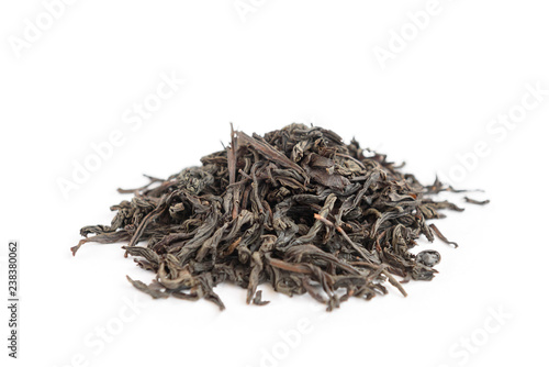 Black tea isolated on white background.