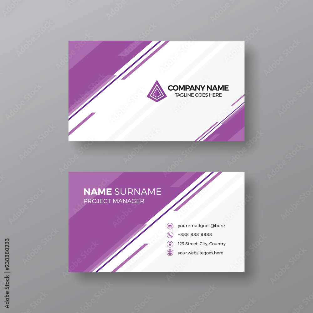 Creative purple and white business card design template