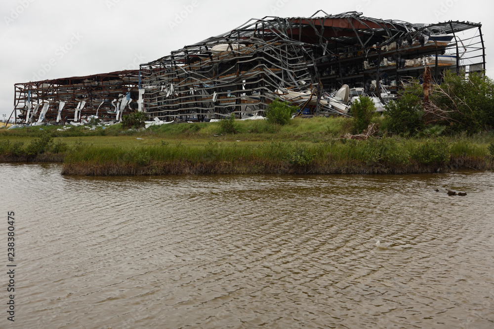 Hurricane Harvey, major wind damage, building destroyed, Rockport Hurricane Harvey, major wind damage, building destroyed, Rockport