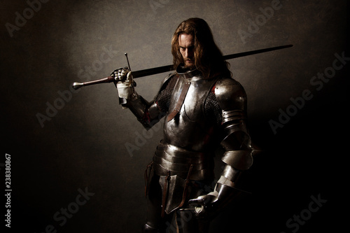 Stampa su tela Portrait of a knight in armor