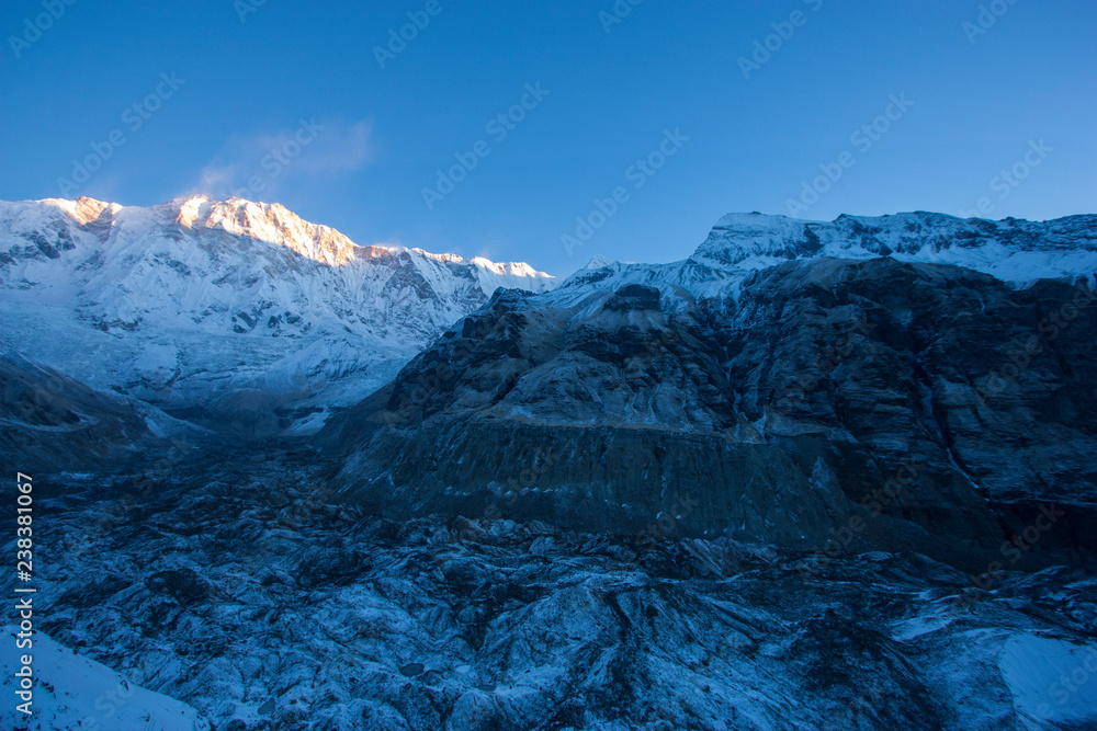 Sunrise in Annapurna Base Camp ABC in Nepal