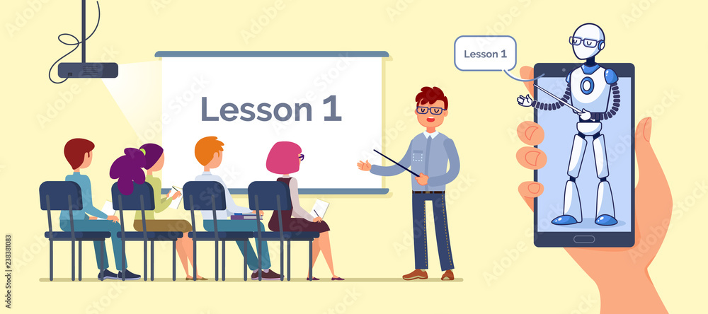 Artificial Intelligence. Teacher bot concept Artificial Intelligence. Teacher bot concept