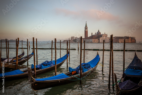 Gondolas in venice with the church of San Giorgio Maggiore © Philip