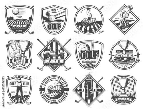 Golf sport club championship heraldic icons