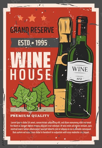 Winemaking, red brut wine bottle in vault cellar