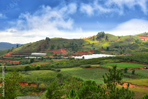 View from Lang Biang mountains or roof of dalat city in Dalat, South Vietnam
