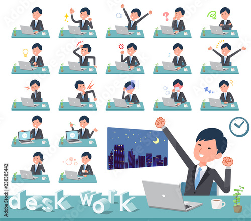 flat type Gray suit businessman_desk work