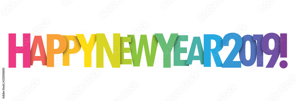 HAPPY NEW YEAR 2019 colorful letters banner HAPPY NEW YEAR 2019 colorful letters banner