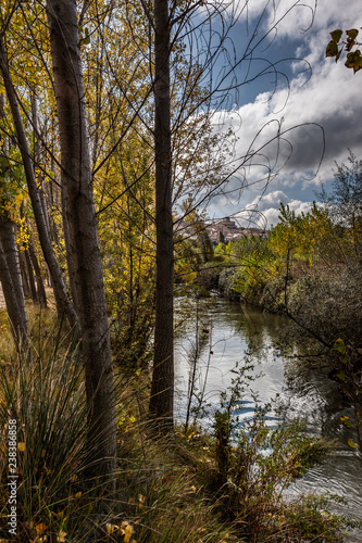Walk through Duraton river in the autumn. Fuentidueña, Segovia