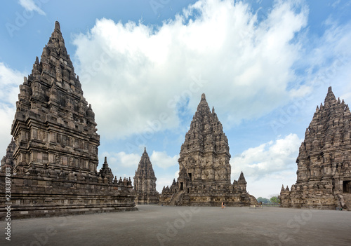 Volcanic stone candi buildings in Prambanan temple, Yogyakarta, Java, Indonesia.