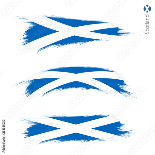 Set of 3 grunge textured flag of Scotland