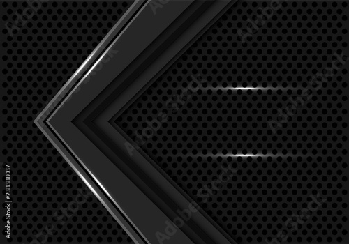 Abstract dark grey arrow direction on black circle mesh design modern futuristic background vector illustration.