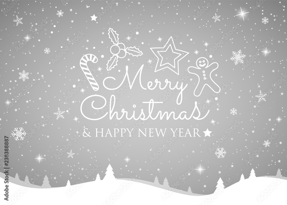Christmas wishes with glittering snowflakes. Vector.