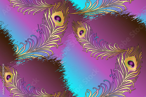 Pattern of peacock feathers. Vector illustration. Suitable for fabric  wrapping paper and the like  