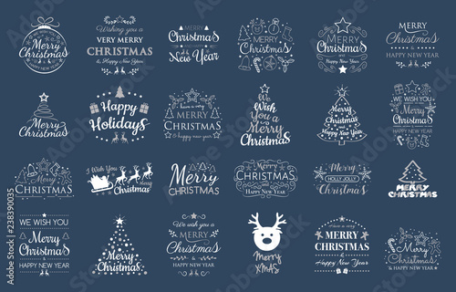 Christmas banners with ornaments and greetings - collection. Vector.
