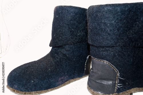 felt boots, winter shoes, isolated photo