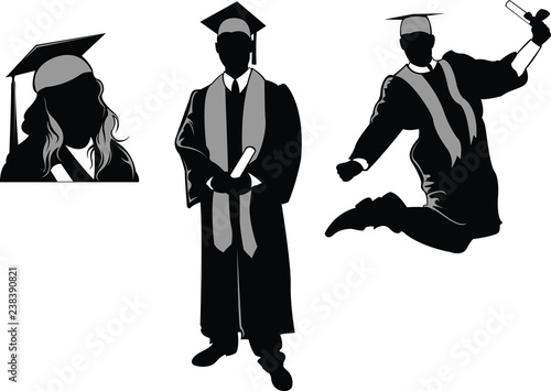 Graduates in robe vector format.