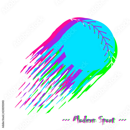 Modern style vector background with softball design and glitch effect.