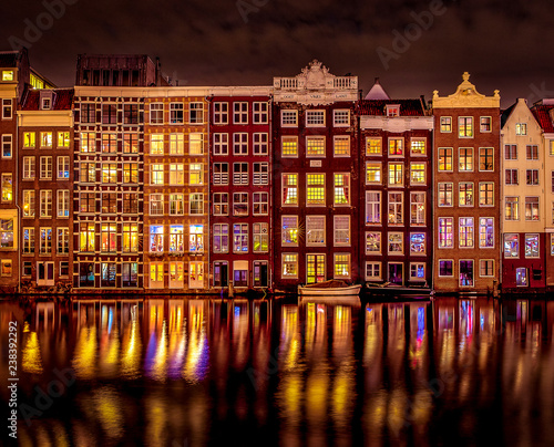 Canal houses by night