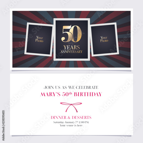 50 years anniversary invitation vector illustration. Graphic design element
