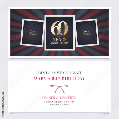 60 years anniversary invitation vector illustration. Graphic design element