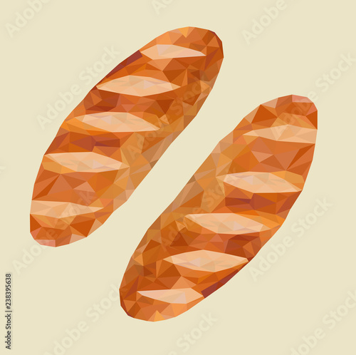 low poly of French breads,dairy product vector,food illustration.