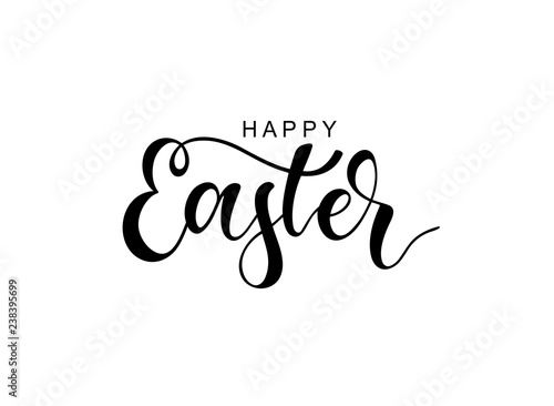 Hand sketched Happy Easter typography lettering poster. 