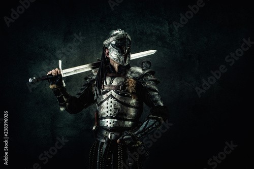 Portrait of a medieval fighter photo