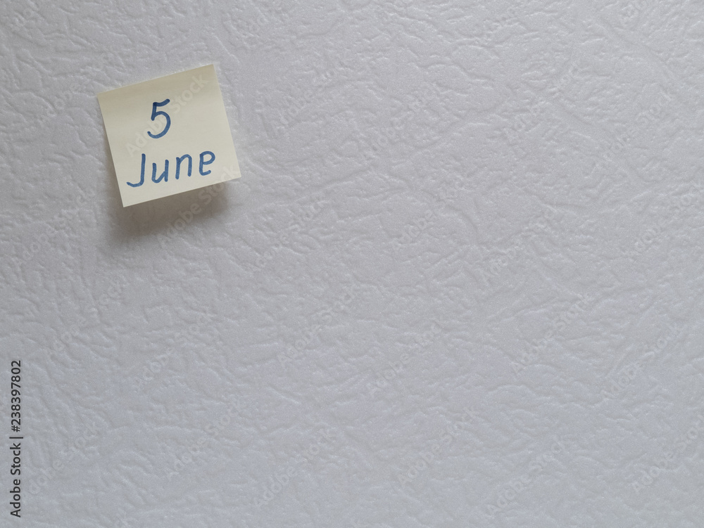 June 5, calendar date sticky note June 5, calendar date sticky note