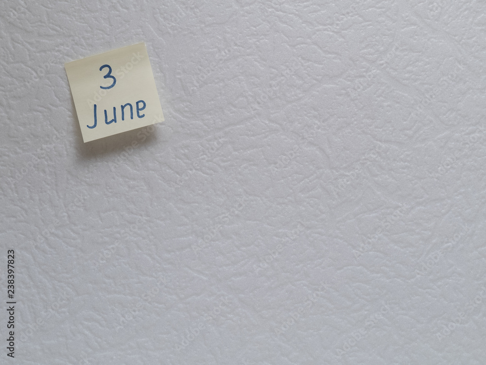 June 3, calendar date sticky note June 3, calendar date sticky note