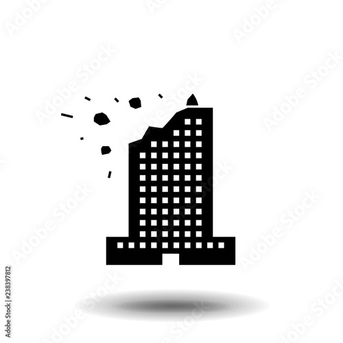 Crash Building Logo. Explosion in a building. Isolated on white background EPS10