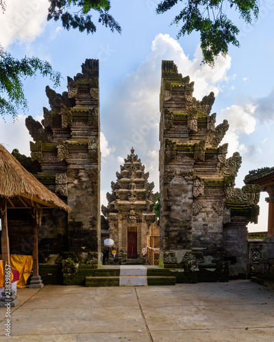 Aligned balinese split gate and candi entrance in Pura Kehen hindu temple  Bali  Indonesia.