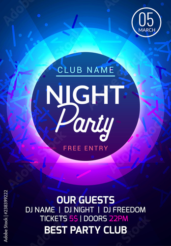 Abstract disco dance night party poster brochure design backgorund. Creaive flyer music show entertainment night club