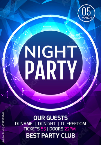 Abstract disco dance night party poster brochure design backgorund. Creaive flyer music show entertainment night club