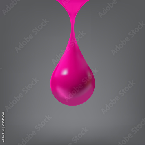 Vector Colorful Illustration a Drop on grey Background. Raindrop for rain illustration