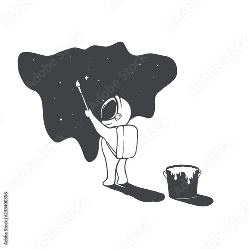 astronaut artist draws stars in universe