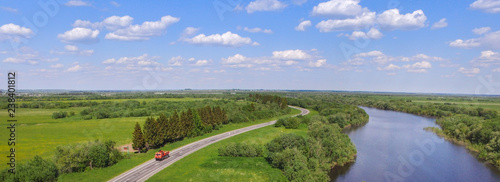 the road to the village from the quadcopter