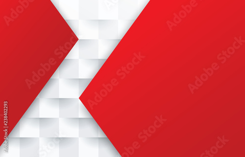 White and red abstract background vector with blank space for text.