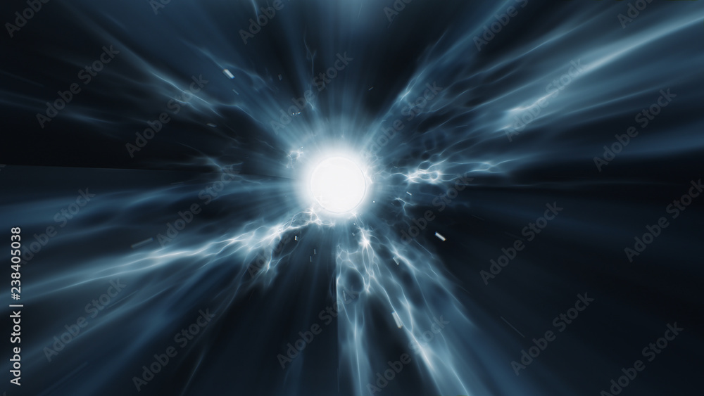 3d render Blue Wormhole time vortex space