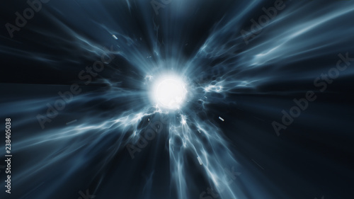 3d render Blue Wormhole time vortex space