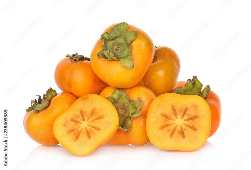 fresh ripe persimmons isolated on white background fresh ripe persimmons isolated on white background
