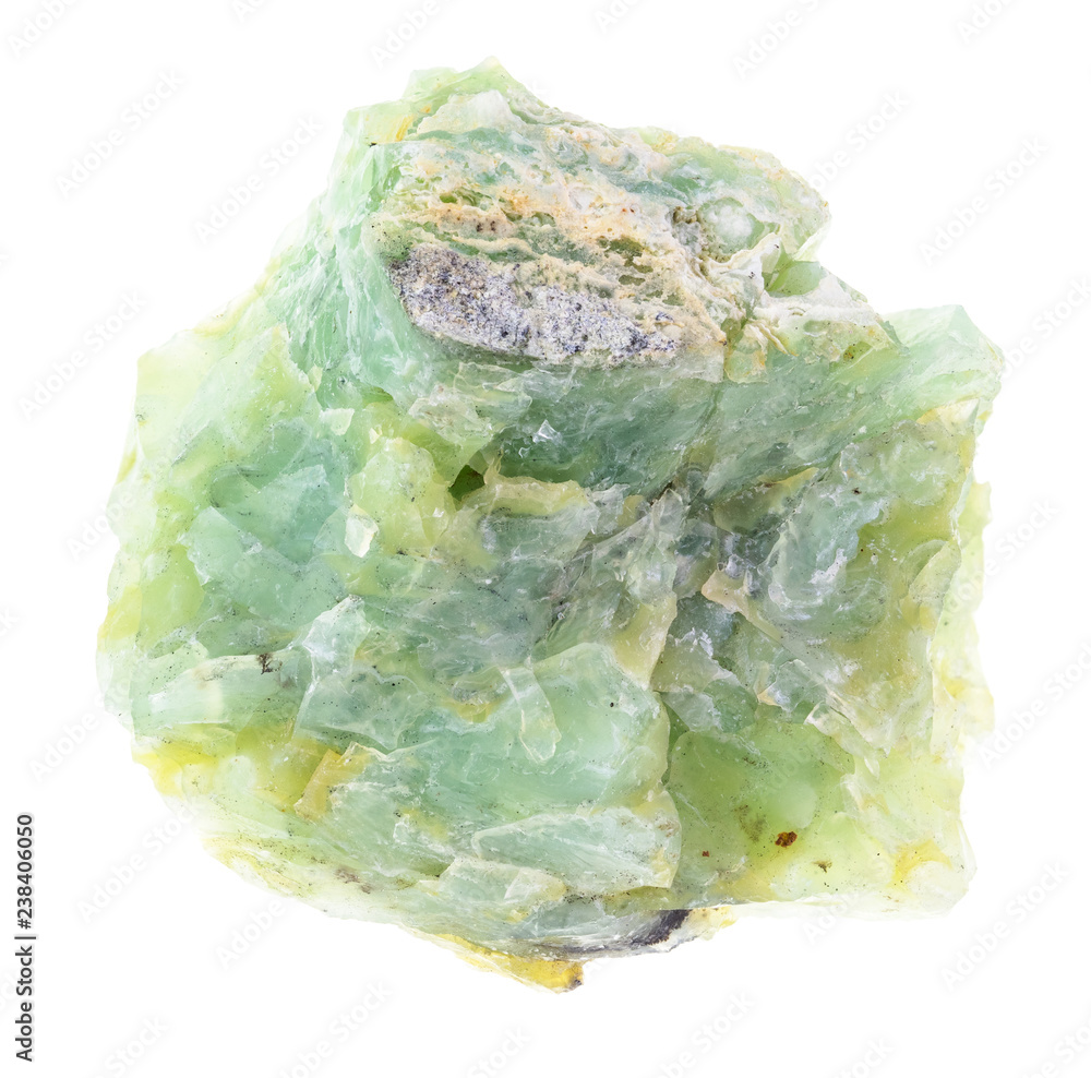 rough chrysopal (prase opal) stone on white rough chrysopal (prase opal) stone on white