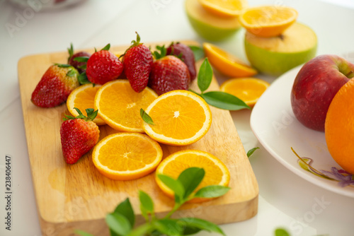 Fototapeta Naklejka Na Ścianę i Meble -  Healthy fruits, many orange fruits background