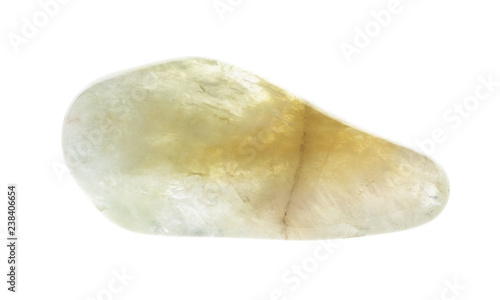 tumbled Prasiolite (vermarine) gem stone on white