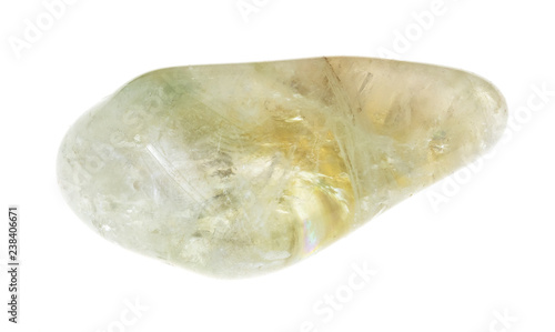 polished Prasiolite (vermarine) gem stone on white