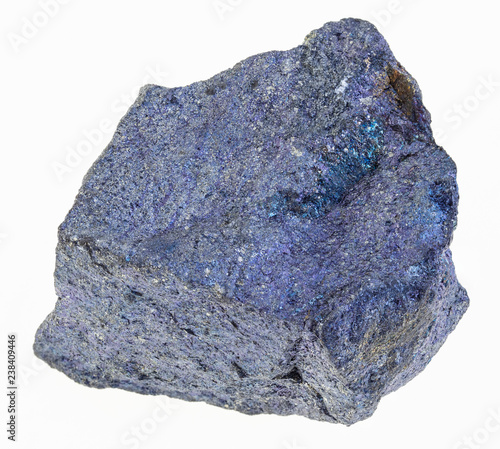 rough bornite (peacock ore) stone on white