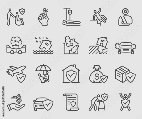 Line icons set for Insurance 