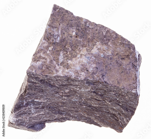 raw Siltstone (aleurolite) stone on white
