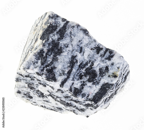 rough migmatite gneiss stone on white photo