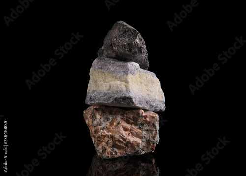 Stones stacked on top of each other. Mineral stones.